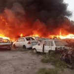 Fire Engulfs 30 Cars in Karachi