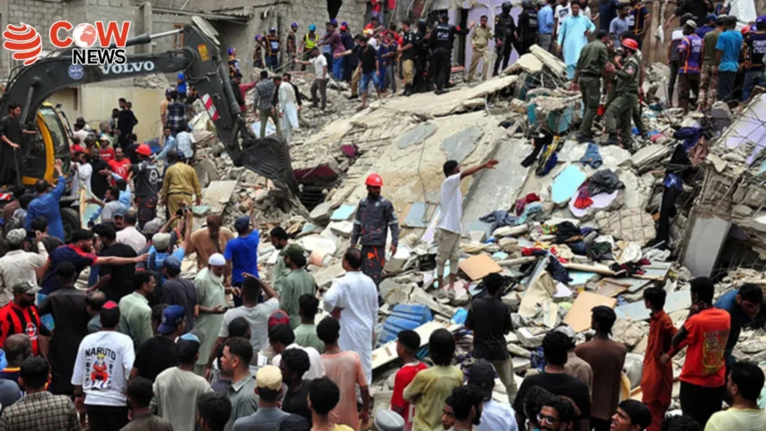14 Dead Dozens Trapped as Building Collapses in Karachi